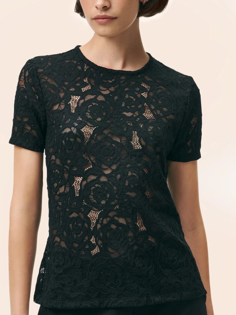 Nwt! Exquisite! Brooks Brothers Semi-Sheer Floral Lace Top Tee